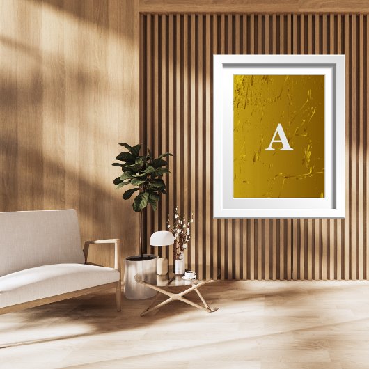 Initiaal Letter Monogram Modern Stijlvol Gouden Ba Poster