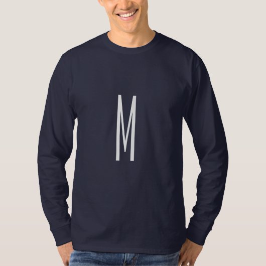 Initiaal Letter Monogram Modern Style Navy Blue T-shirt (Voorkant)