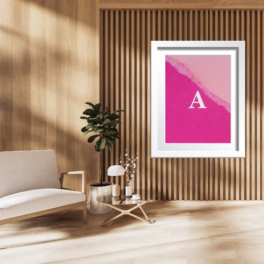 Initiaal Letter Monogram Modern Stylist Roze Poster