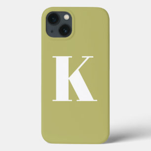 Initiaal Letter Monogram Moderne Stijl Olijfgroen iPhone 13 Hoesje