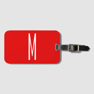 Initiaal Letter Monogram Moderne Stijl Rood Wit Bagagelabel
