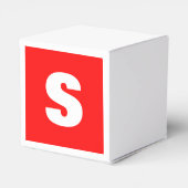 Initiaal Letter Monogram Moderne Stijl Rood Wit Bedankdoosjes (Achterkant)