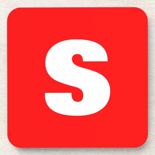 Initiaal Letter Monogram Moderne Stijl Rood Wit Bier Onderzetter (Voorkant)