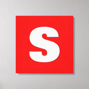 Initiaal Letter Monogram Moderne Stijl Rood Wit Canvas Afdruk