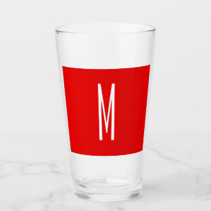 Initiaal Letter Monogram Moderne Stijl Rood Wit Glas