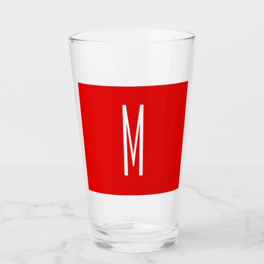 Initiaal Letter Monogram Moderne Stijl Rood Wit Glas (Voorkant)
