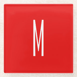 Initiaal Letter Monogram Moderne Stijl Rood Wit Glazen Onderzetter
