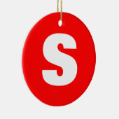 Initiaal Letter Monogram Moderne Stijl Rood Wit Keramisch Ornament (Rechts)