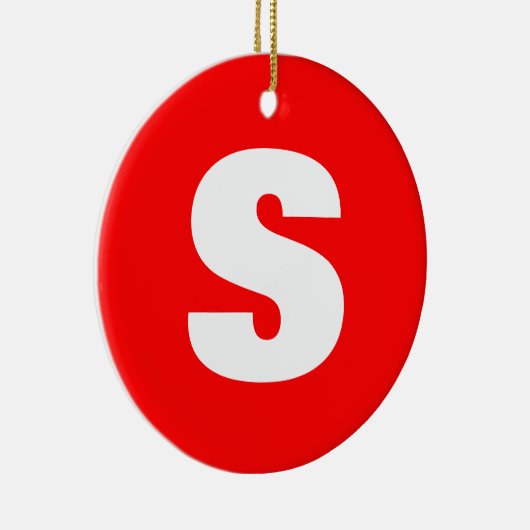 Initiaal Letter Monogram Moderne Stijl Rood Wit Keramisch Ornament (Rechts)