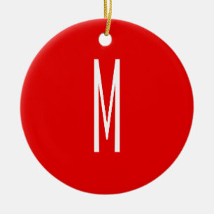 Initiaal Letter Monogram Moderne Stijl Rood Wit Keramisch Ornament