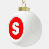Initiaal Letter Monogram Moderne Stijl Rood Wit Keramische Bal Ornament (Rechts)