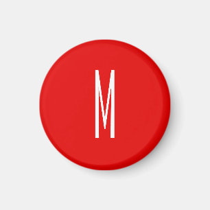 Initiaal Letter Monogram Moderne Stijl Rood Wit Magneet