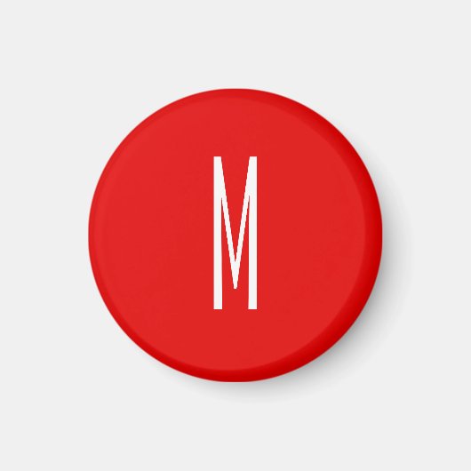 Initiaal Letter Monogram Moderne Stijl Rood Wit Magneet (Voorkant)