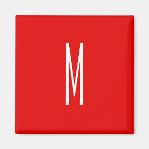 Initiaal Letter Monogram Moderne Stijl Rood Wit Magneet