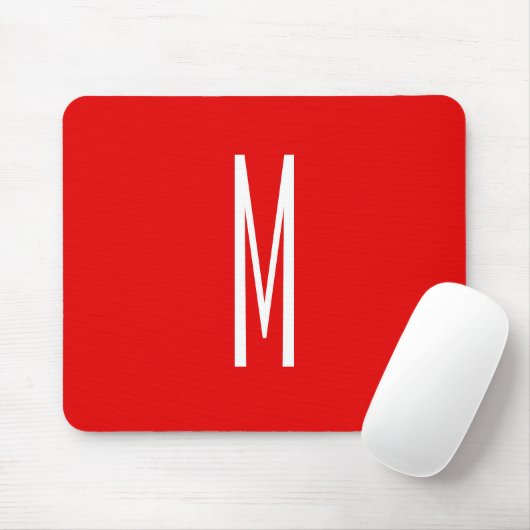 Initiaal Letter Monogram Moderne Stijl Rood Wit Muismat (Met muis)