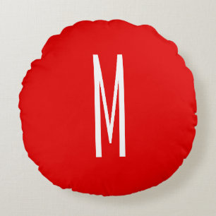 Initiaal Letter Monogram Moderne Stijl Rood Wit Rond Kussen