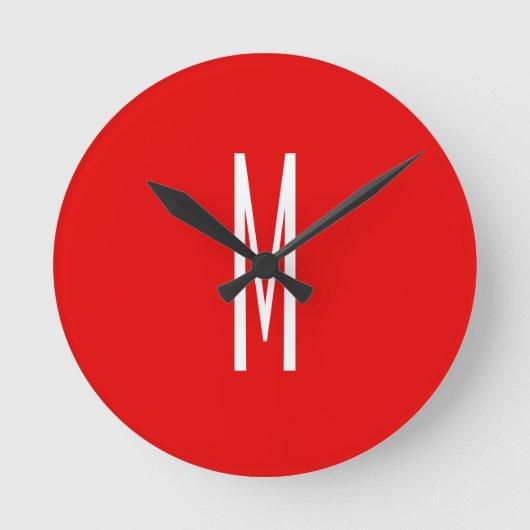 Initiaal Letter Monogram Moderne Stijl Rood Wit Ronde Klok (Voorkant)