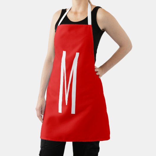 Initiaal Letter Monogram Moderne Stijl Rood Wit Schort (Insitu)