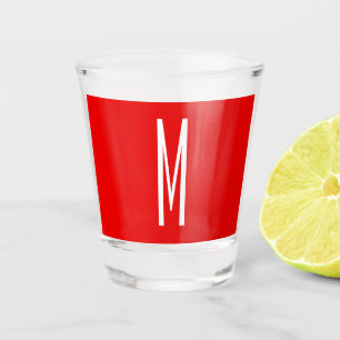 Initiaal Letter Monogram Moderne Stijl Rood Wit Shot Glas