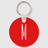 Initiaal Letter Monogram Moderne Stijl Rood Wit Sleutelhanger (Voorkant)