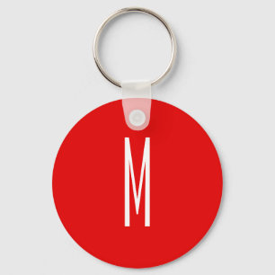 Initiaal Letter Monogram Moderne Stijl Rood Wit Sleutelhanger