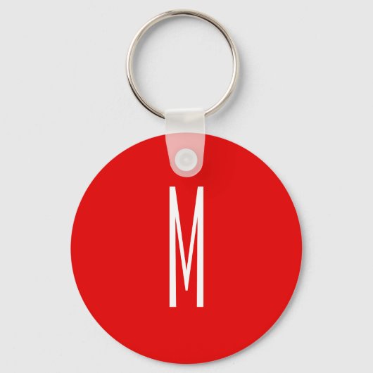 Initiaal Letter Monogram Moderne Stijl Rood Wit Sleutelhanger (Voorkant)