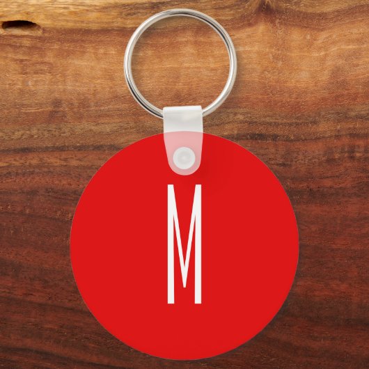Initiaal Letter Monogram Moderne Stijl Rood Wit Sleutelhanger (Voorkant)