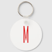 Initiaal Letter Monogram Moderne Stijl Rood Wit Sleutelhanger (Achterkant)