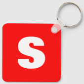 Initiaal Letter Monogram Moderne Stijl Rood Wit Sleutelhanger (Achterkant)