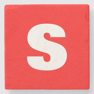 Initiaal Letter Monogram Moderne Stijl Rood Wit Stenen Onderzetter