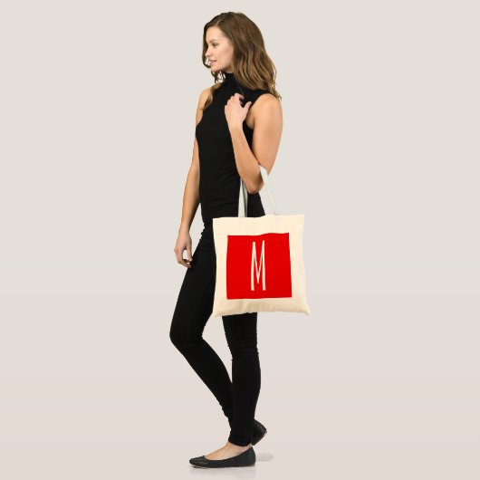 Initiaal Letter Monogram Moderne Stijl Rood Wit Tote Bag (Voorkant (model))