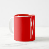 Initiaal Letter Monogram Moderne Stijl Rood Wit Tweekleurige Koffiemok (Voorkant links)
