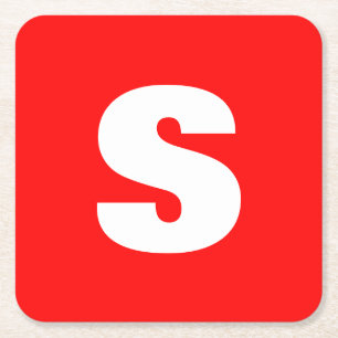 Initiaal Letter Monogram Moderne Stijl Rood Wit Vierkante Kartonnen Onderzetter