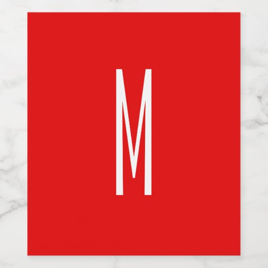 Initiaal Letter Monogram Moderne Stijl Rood Wit Wijn Etiket (Enkel label)