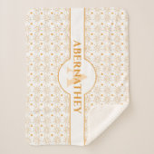 Initiaal Letter Monogram & Naam Hand getrokken Zon Sherpa Deken (Voorkant)