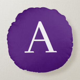 Initiaal Letter-monogram Paars en blauw Rond Kussen