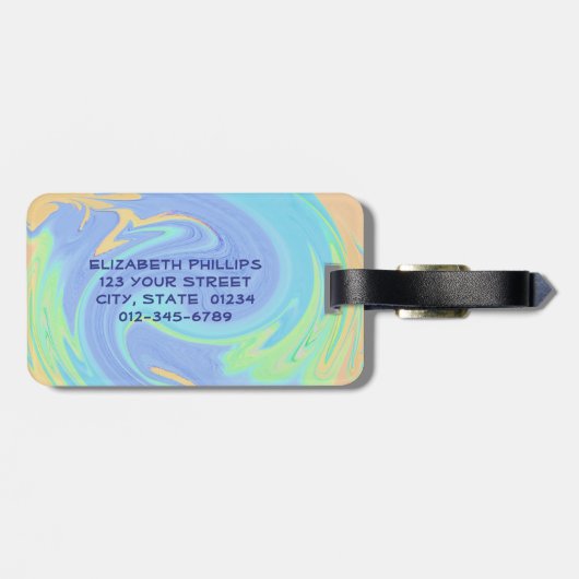 Initiaal Letter Monogram Pastel Swirl Aangepaste n Bagagelabel (Achterkant horizontaal)