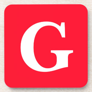 Initiaal Letter Monogram Rood Wit Vlak Eenvoudig Bier Onderzetter