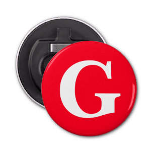 Initiaal Letter Monogram Rood Wit Vlak Eenvoudig Button Flesopener