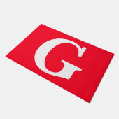 Initiaal Letter Monogram Rood Wit Vlak Eenvoudig Deurmat (Schuin)