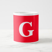Initiaal Letter Monogram Rood Wit Vlak Eenvoudig Extra Grote Beker (Voorkant)