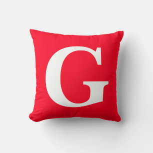 Initiaal Letter Monogram Rood Wit Vlak Eenvoudig Kussen