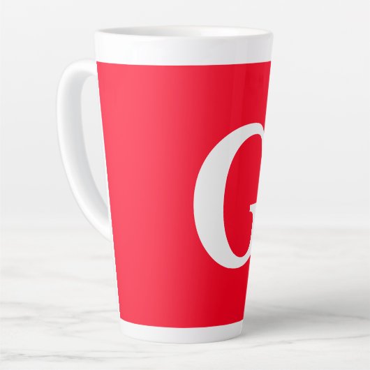 Initiaal Letter Monogram Rood Wit Vlak Eenvoudig Latte Mok (Linkerhoek)