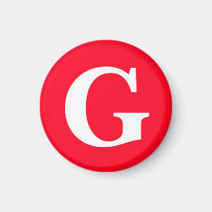 Initiaal Letter Monogram Rood Wit Vlak Eenvoudig Magneet