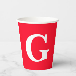 Initiaal Letter Monogram Rood Wit Vlak Eenvoudig Papieren Bekers