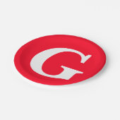 Initiaal Letter Monogram Rood Wit Vlak Eenvoudig Papieren Bordje (Gekanteld)