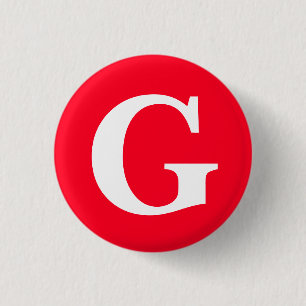 Initiaal Letter Monogram Rood Wit Vlak Eenvoudig Ronde Button 3,2 Cm