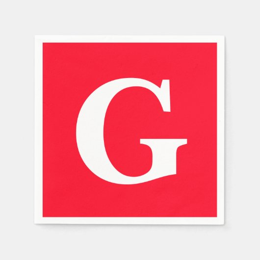 Initiaal Letter Monogram Rood Wit Vlak Eenvoudig Servet (Voorkant)