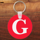 Initiaal Letter Monogram Rood Wit Vlak Eenvoudig Sleutelhanger (Achterkant)