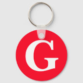 Initiaal Letter Monogram Rood Wit Vlak Eenvoudig Sleutelhanger (Achterkant)